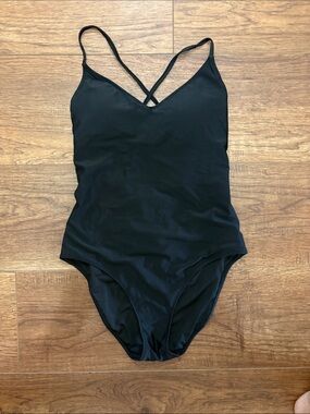 aerie Black One-Piece Swimsuit with Crisscross Straps